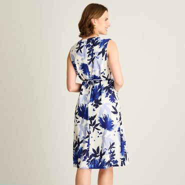 Vestido Midi Azul Floreado