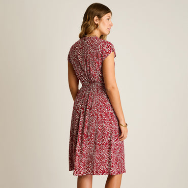 Vestido Midi Rojo No Elasticado Sin Forro Calce Normal