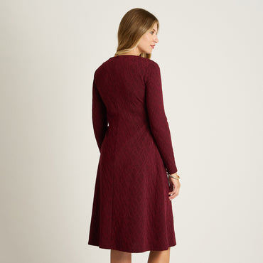 Vestido Midi Burdeo Midi Elasticidad Media Con Forro Calce Normal Tela Camant