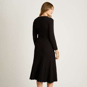 Vestido Midi Negro Midi Elasticidad Nula Sin Forro Calce Normal Tela Tejido