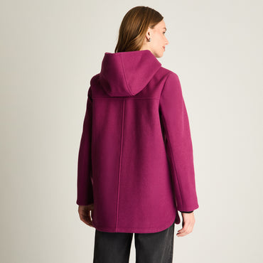Abrigo Con Gorro Forrado En Piel Magenta