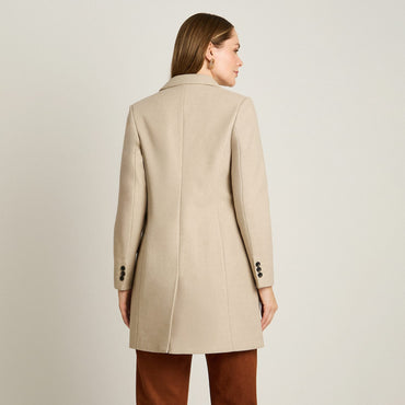 Abrigo Beige Manga Larga Elasticidad Nula Con Forro Calce Normal Tela Plano