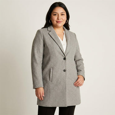 Abrigo Gris De Dos Botones Con Corte Sastre en modelo plus size