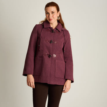 Abrigo Burdeo Manga Larga Elasticidad Nula Con Forro Calce Normal Tela Plano