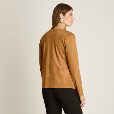 Chaqueta Camel Manga Larga Elasticidad Nula Sin Forro Calce Normal Tela Bonded