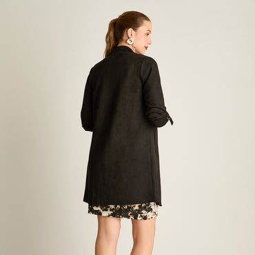 Chaqueta Negro Manga Larga Elasticidad Nula Sin Forro Calce Normal Tela Bonded