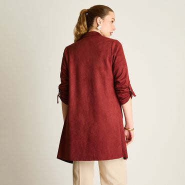 Chaqueta Rojo Manga Larga Elasticidad Nula Sin Forro Calce Normal Tela Bonded