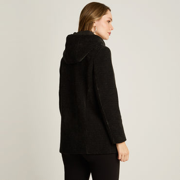 Chaqueta Negro Manga Larga Elasticidad Nula Con Forro Calce Normal Tela Plano