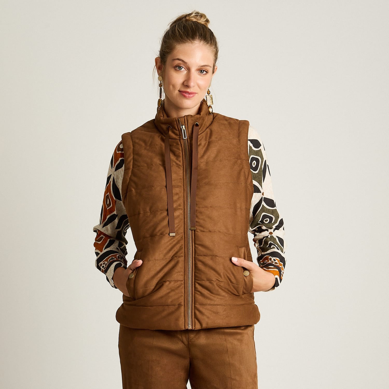 Chaqueta Camel Suede Sin Mangas - Lorenzo di Pontti