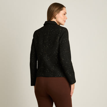 Casaca Negro Manga Larga Elasticidad Nula Con Forro Calce Normal Tela Plano