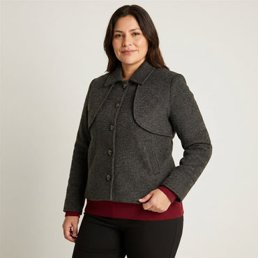 Chaqueta Marengo con Botones y Cuello con Solapa en modelo plus size