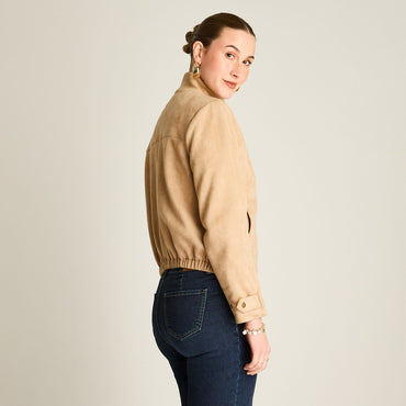 Chaqueta Camel Bomber Suede Bolsillos - Lorenzo di Pontti
