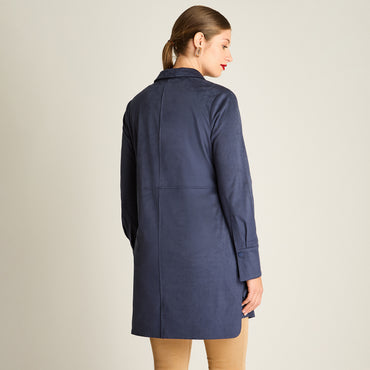 Casaca Azul Manga Larga Elasticidad Baja Sin Forro Calce Normal Tela Plano