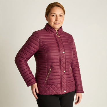 Parka Burdeo Acolchada Manga Larga con Bolsillos con Cierre en modelo plus size