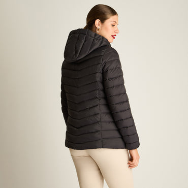 Parka Negro Manga Larga Elasticidad Nula Sin Forro Calce Normal Tela Plano