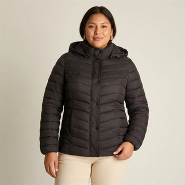 Parka Corta con Gorro Desmontable Diseño Quilted en modelo plus size