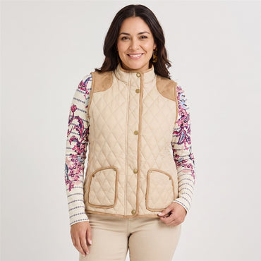 Parka sin Mangas con Bolsillos Beige en modelo plus size