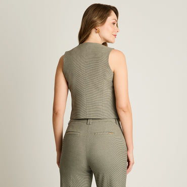 Gilette Gris Sin Mangas con Bolsillos Falsos