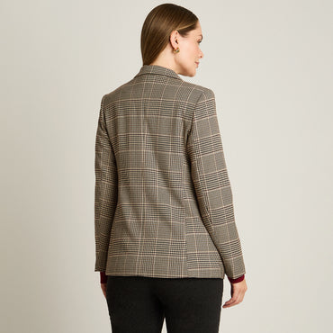 Blazer Gris Manga Larga Elasticidad Nula Con Forro Calce Normal Tela Plano