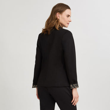 Blazer 1 Botón Bolsillos con Solapa Negro