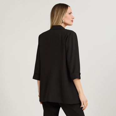 Blazer Manga 3/4 Bolsillos con Solapa Negro