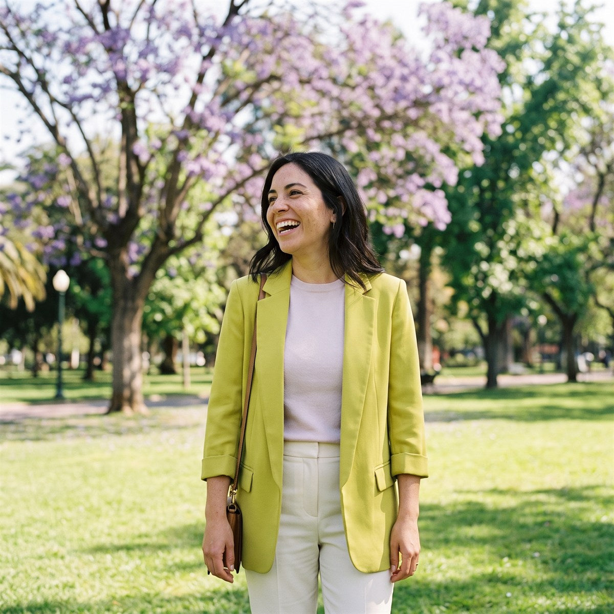 Blazer Manga 3/4 Bolsillos con Solapa Verde lifestyle