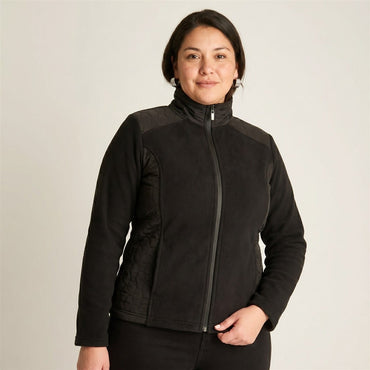Polerón Polar Negro Full Zipper con Diseño Quilted en modelo plus size