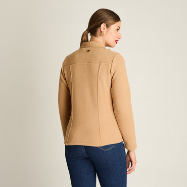 Poleron Polar Camel Manga Larga Elasticidad Baja Sin Forro Calce Normal Tela Punto