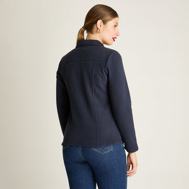 Poleron Polar Azul Manga Larga Elasticidad Baja Sin Forro Calce Normal Tela Punto