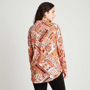 Blusón Terracota High Low Estampado - Lorenzo di Pontti