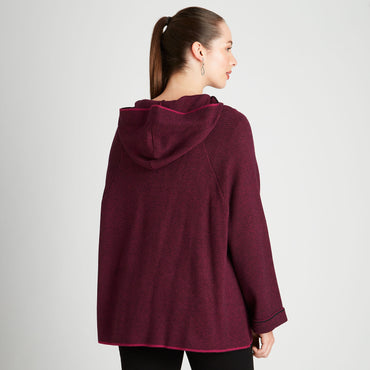 Poncho Magenta Manga Larga Gorro - Lorenzo di Pontti