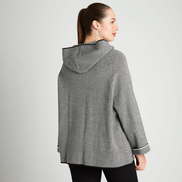 Poncho Gris Manga Larga Gorro - Lorenzo di Pontti