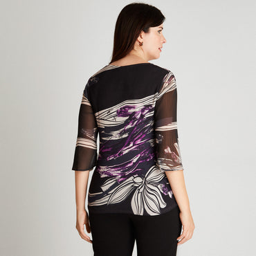Polera Negro Manga 3,4 Estampado - Lorenzo di Pontti