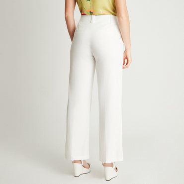 Pantalón Formal Blanco Palazzo Bolsillos