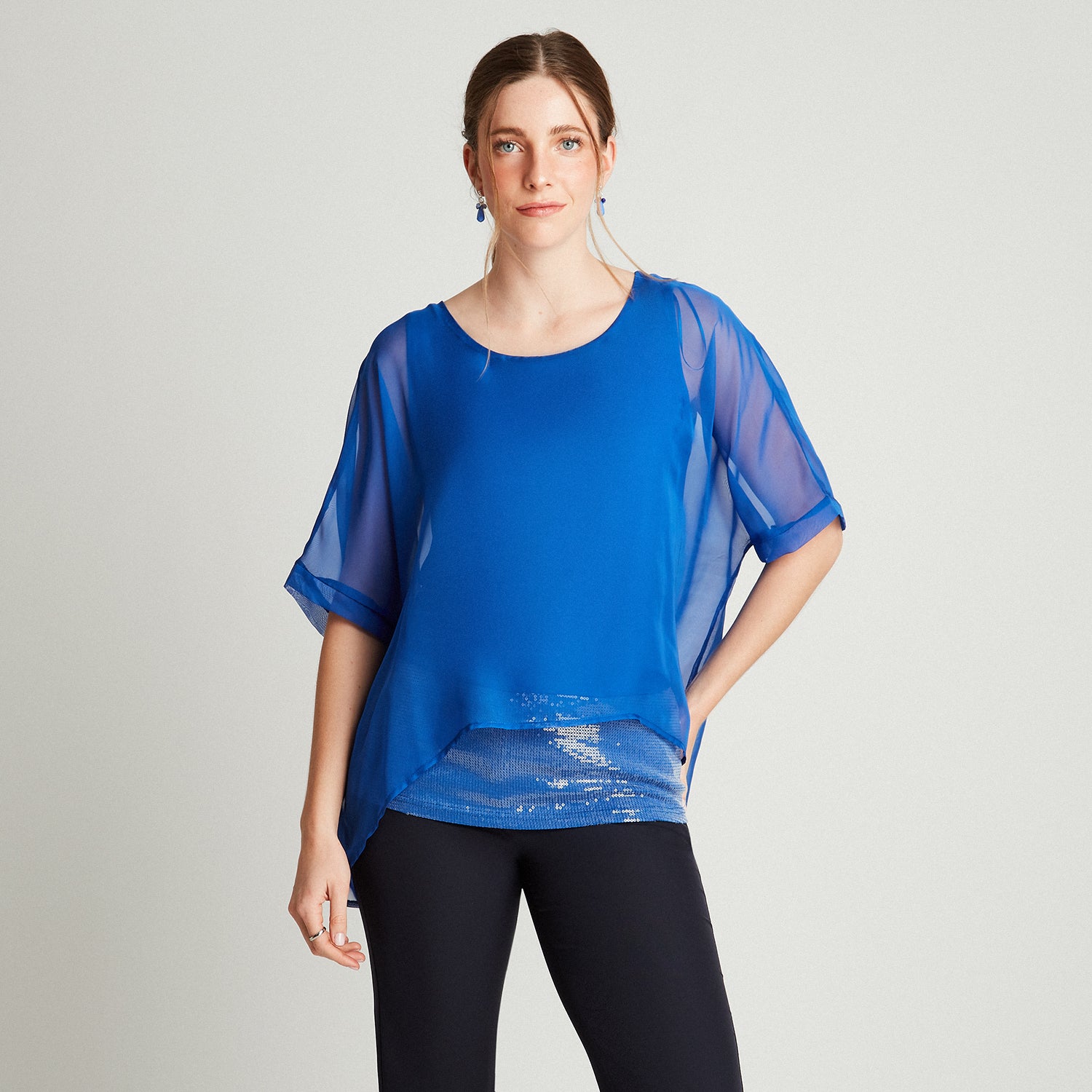 Túnica Azulino Manga Corta Estampado