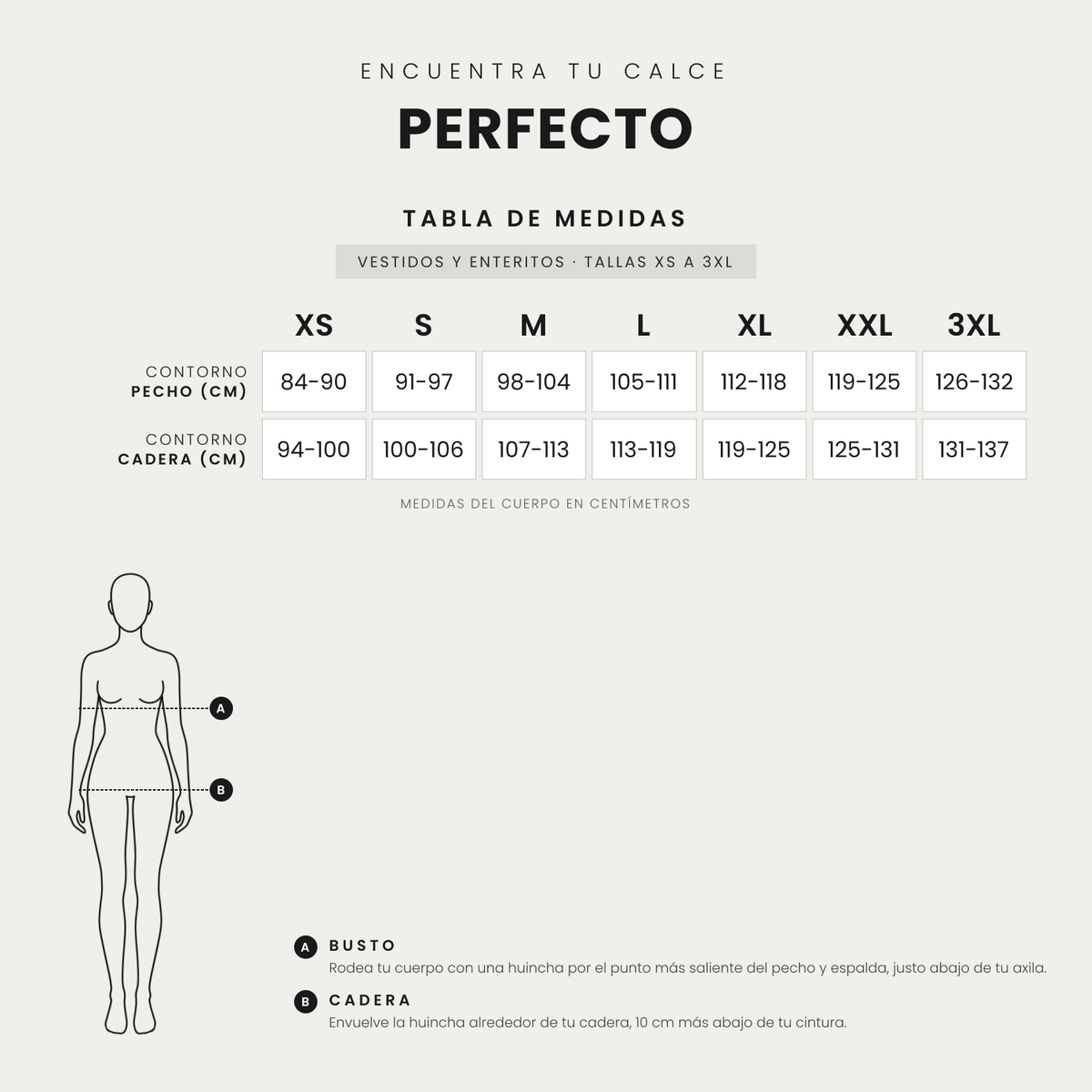 Tabla de tallas · Vestido Corto Verde No Elasticado Sin Forro Calce Holgado