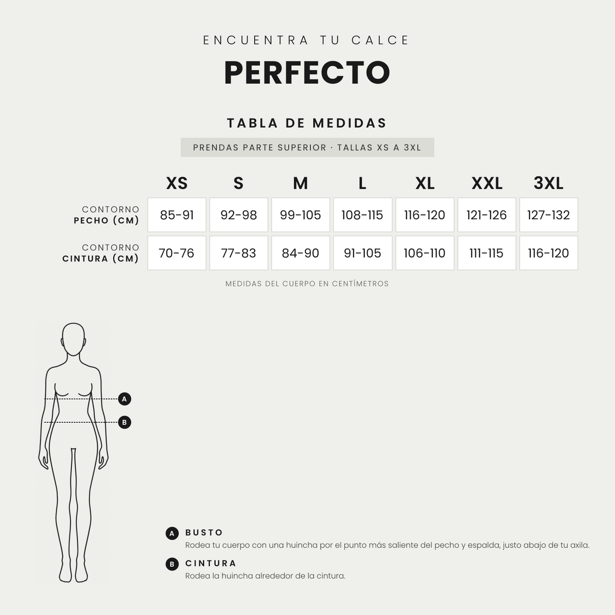 Tabla de tallas · Abrigo negro con capucha y cierre frontal