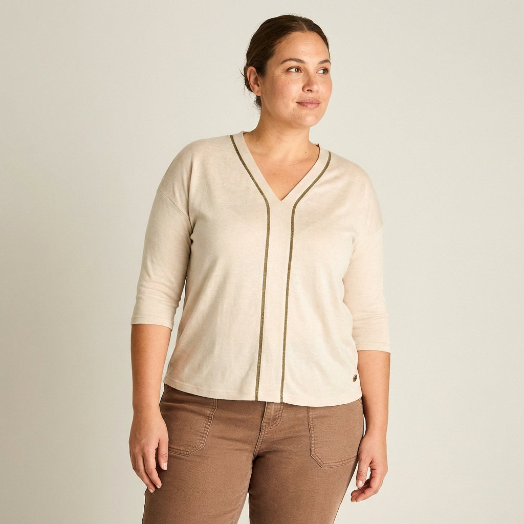 Polera Crudo Cruda Cuello V - Lorenzo di Pontti