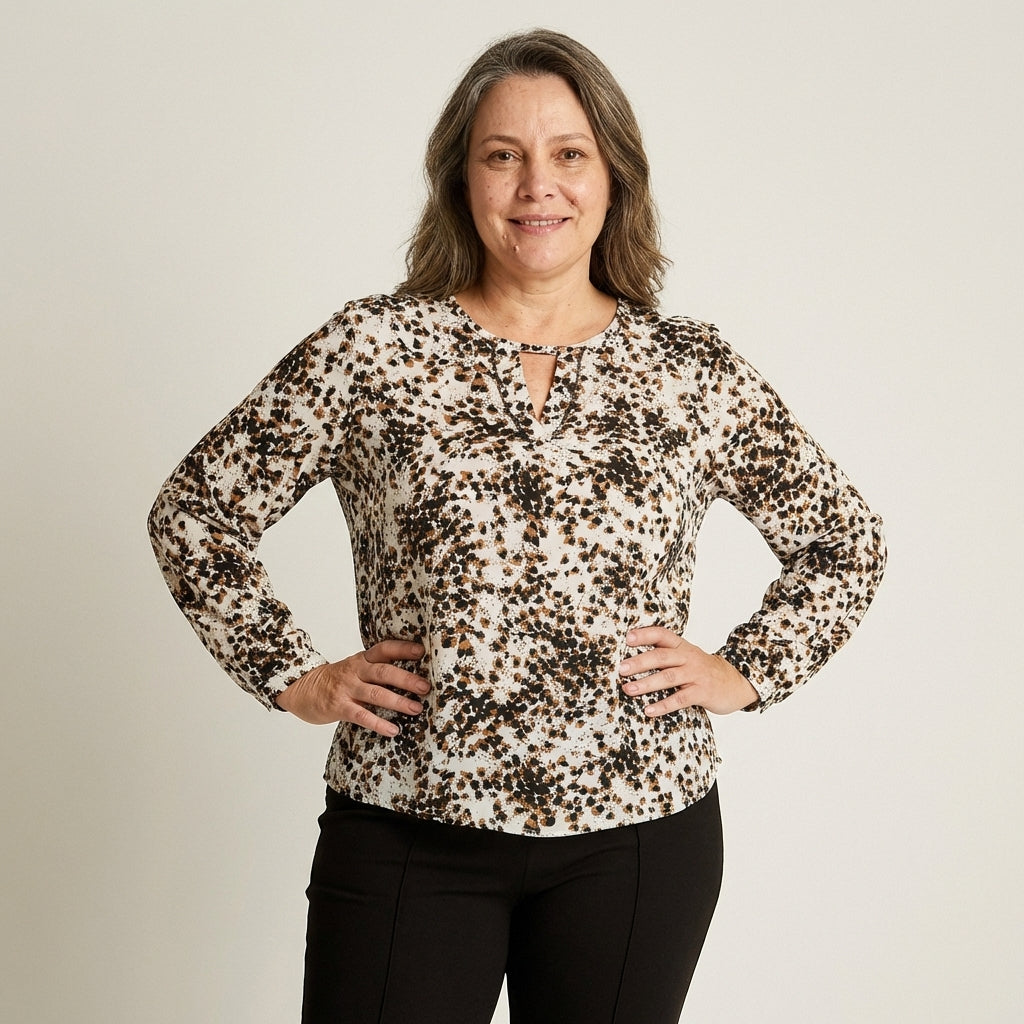 Blusa Crudo Estampada Escote Redondo