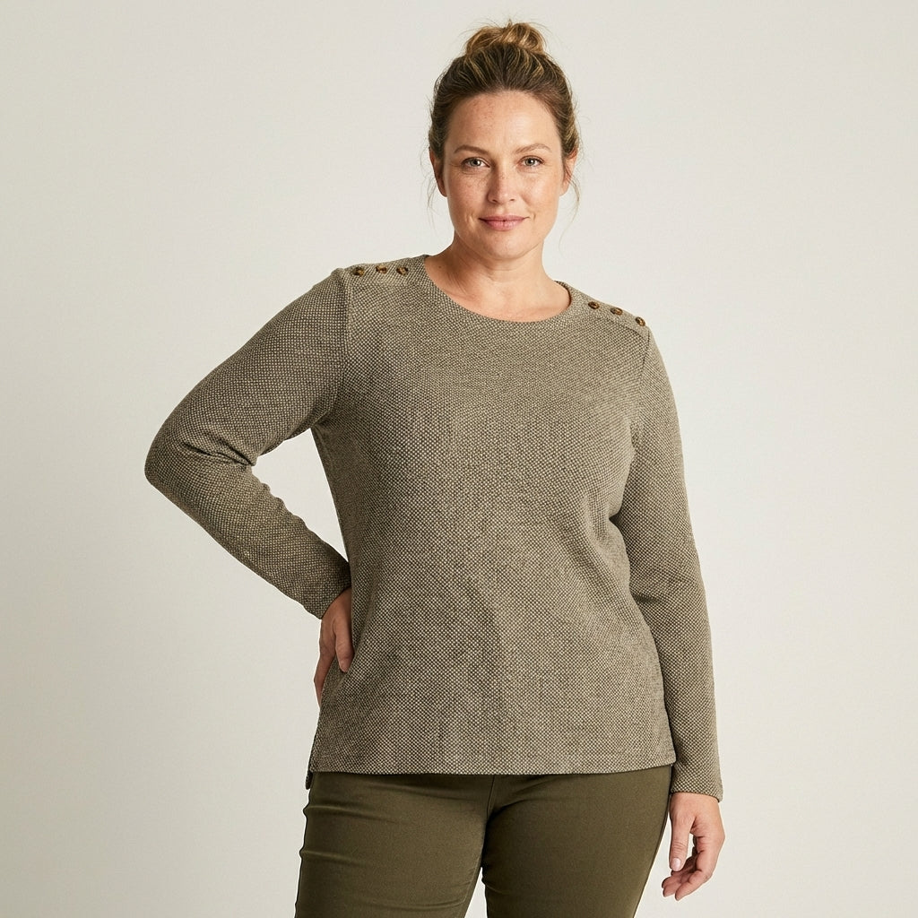 Polera Verde Oliva Lanilla Botones - Lorenzo di Pontti