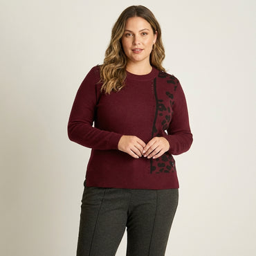 Sweater Burdeo Estampado Animal Print - Lorenzo di Pontti