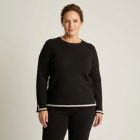 Sweater Negro Detalle Franja Contraste - Lorenzo di Pontti