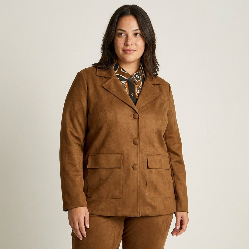 Chaqueta Camel Suede Tres Botones - Lorenzo di Pontti