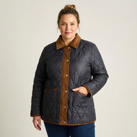 Chaqueta Azul Quilted con Detalles de Cotelé y Forro