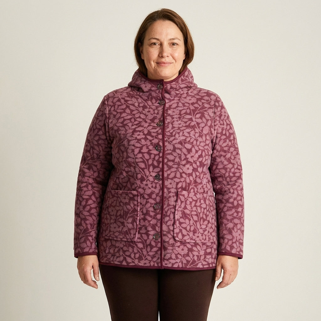 Polerón Burdeo Polar Estampado Floral, - Lorenzo di Pontti