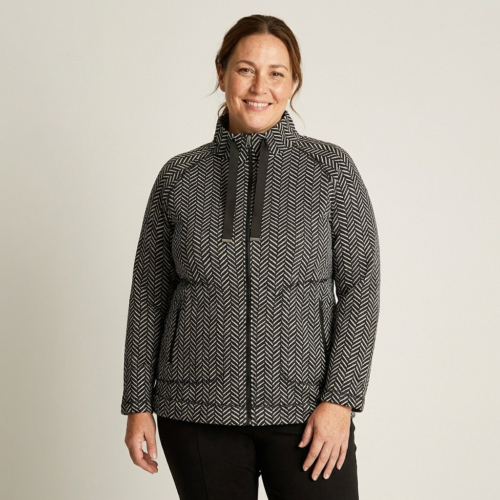 Polerón Soft Shell Negro con Estampado Espiga y Forro Fleece