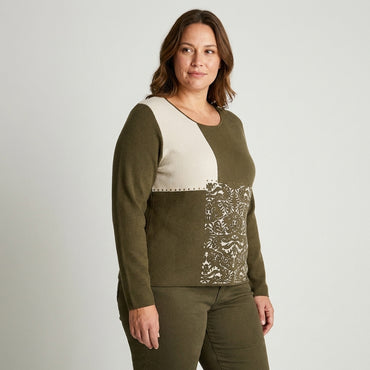 Sweater Verde Bloques Color Estampado - Lorenzo di Pontti