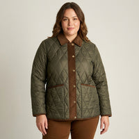 Chaqueta Verde Quilted con Detalles de Cotelé y Forro