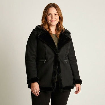 Chaqueta Negra Suede Forro Sherpa - Lorenzo di Pontti