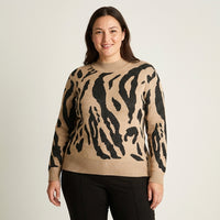 Sweater Camel Estampado Animal Print - Lorenzo di Pontti